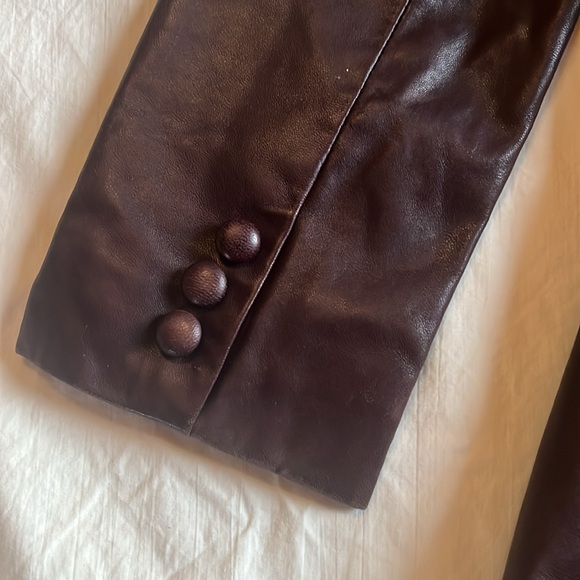 Vintage Bebe leather jacket leather buttons Brown Medium - Picture 3 of 16